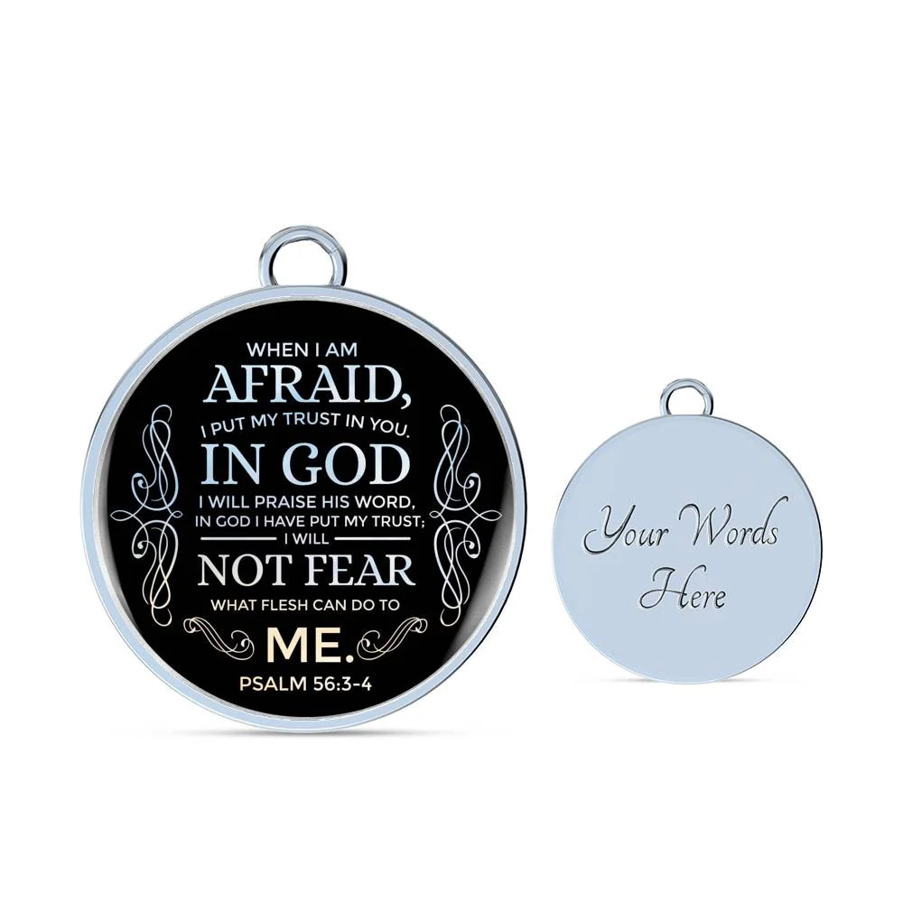 Trust In God White Personalized Engraved Silver Circle Bangle Bracelet Custom